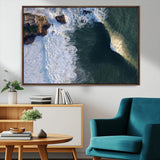 37405684-MGV-CV-36X24-Nazaré Coast Wall Art Canvas Print, Framed Aerial Ocean Art Picture Print, Coastal Fortress Perfect Dramatic Coastal Decor Artwork