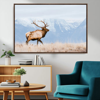 96024025-MGV-CV-36X24-Elk Photography Wall Art Canvas Print, Framed Mountain Wildlife Art Picture Print, Rustic Lodge Decor Perfect Rustic Lodge Decor