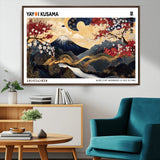 66243961-MGV-CV-36X24-Mount Fuji Japanese Wall Art – Golden Abstract Landscape Canvas Print, Cherry Blossom Painting, Modern Oriental Zen Home Decor