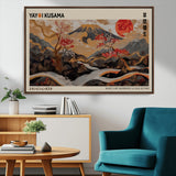 77970791-MGV-CV-36X24-Mount Fuji Golden Abstract Wall Art – Japanese Landscape Canvas Poster, Cherry Blossom & Red Sun Painting, Elegant Zen Oriental