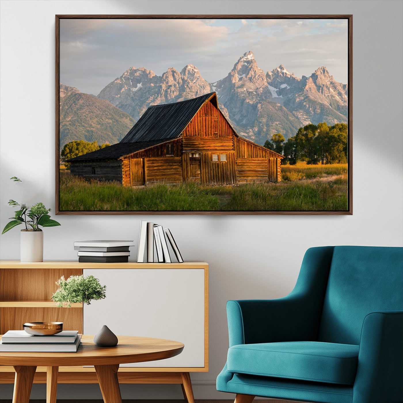 31771014-MGV-CV-36X24-Rustic Barn Wall Art Canvas Print, Framed Western Landscape Art Picture Print, Farmhouse Style Perfect Rustic Farmhouse Decor