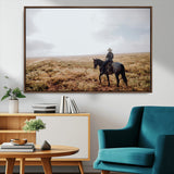 57597730-MGV-CV-36X24-Cowboy Wall Art Wall Art Canvas Print, Framed Western Canvas Art Picture Print, Rustic Ranch Scene Perfect Rustic Western Decor