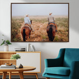 54943176-MGV-CV-36X24-Cowboy Wall Art Wall Art Canvas Print, Framed Western Canvas Art Picture Print, Rustic Ranch Scene Perfect Rustic Western Decor