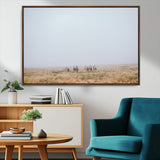 14761944-MGV-CV-36X24-Foggy Plains Wall Art Canvas Print, Framed Horseback Riders Art Picture Print, Rustic Western Perfect Rustic Western Decor Artwork
