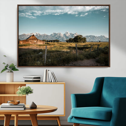 92497443-MGV-CV-36X24-Rustic Farmhouse Wall Art Canvas Print, Framed Mountain Cabin Art Picture Print, Western Landscape Perfect Rustic Farmhouse Decor