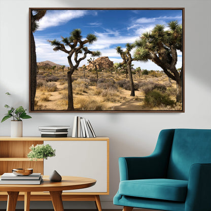 25722592-MGV-CV-36X24-Joshua Tree Desert Wall Art Canvas Print, Framed Southwestern Nature Art Picture Print, Rustic Earth Tones Perfect Southwestern
