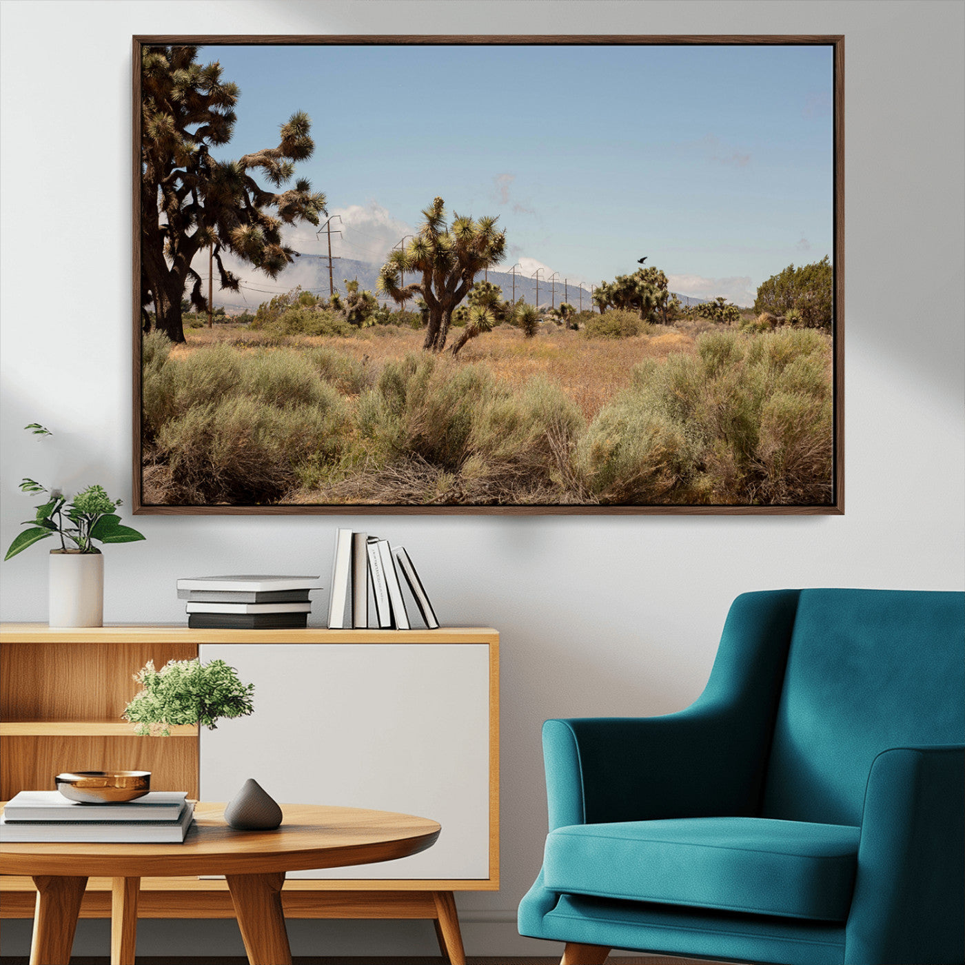 16114018-MGV-CV-36X24-Joshua Tree Wall Art Canvas Print, Framed Desert Landscape Art Picture Print, Mountain Horizon Perfect Southwestern Boho Decor