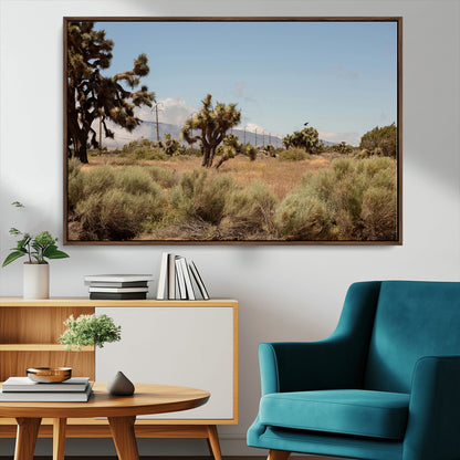 16114018-MGV-CV-36X24-Joshua Tree Wall Art Canvas Print, Framed Desert Landscape Art Picture Print, Mountain Horizon Perfect Southwestern Boho Decor