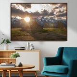 52555760-MGV-CV-36X24-Snowy Peaks Wall Art Canvas Print, Framed Nature Escape Art Picture Print, Rustic Charm Perfect Rustic Western Decor Artwork