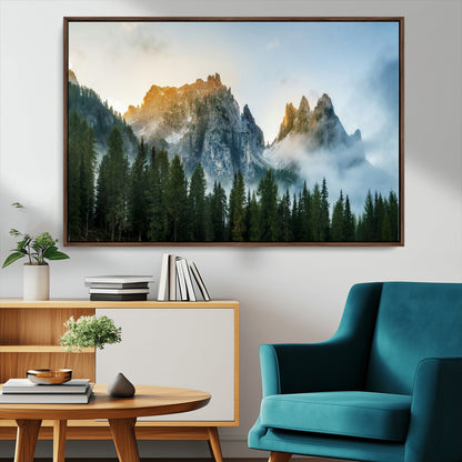 21145440-MGV-CV-36X24-Wilderness Wall Art Wall Art Canvas Print, Framed Nature Landscape Decor Art Picture Print, Misty Forest Photography Perfect