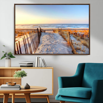 73351887-MGV-CV-36X24-Ocean Sunset Wall Art Wall Art Canvas Print, Framed Nautical Photography Art Picture Print, Summer Beach House Decor Perfect