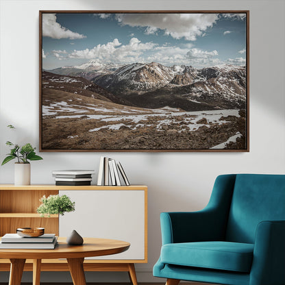 44565953-MGV-CV-36X24-Mountain Landscape Wall Art Canvas Print, Framed Snowy Peaks Art Picture Print, Rugged Highlands Perfect Rustic Adventure Decor