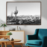 85205054-MGV-CV-36X24-Saguaro Cactus Wall Art Canvas Print, Framed Monochrome Landscape Art Picture Print, Scenic Arizona View Perfect Minimalist