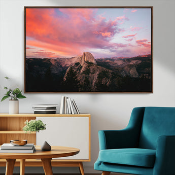 32786115-MGV-CV-36X24-Half Dome Wall Art Canvas Print, Framed Yosemite National Park Art Picture Print, Dramatic Sunset Perfect Adventurous Wilderness
