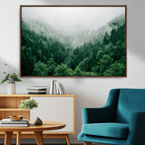 45265379-MGV-CV-36X24-Misty Forest Wall Art – Green Mountain Pine Tree Landscape Canvas Print, Nature Photography Artwork Home Decor for Bedroom, Living