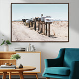 54616109-MGV-CV-36X24-Desert Mailboxes Wall Art – Rustic Rural Roadside Photography Canvas Print, American Southwest Landscape Home Decor for Living
