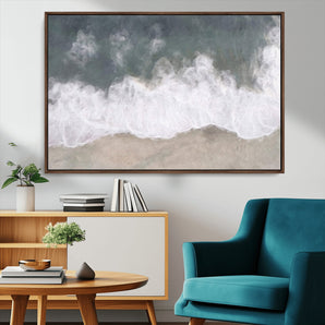 10072982-MGV-CV-36X24-Abstract Ocean Wave Wall Art – Coastal Beach Canvas Print, Minimalist Seascape Painting, Modern Ocean Inspired Artwork for Living