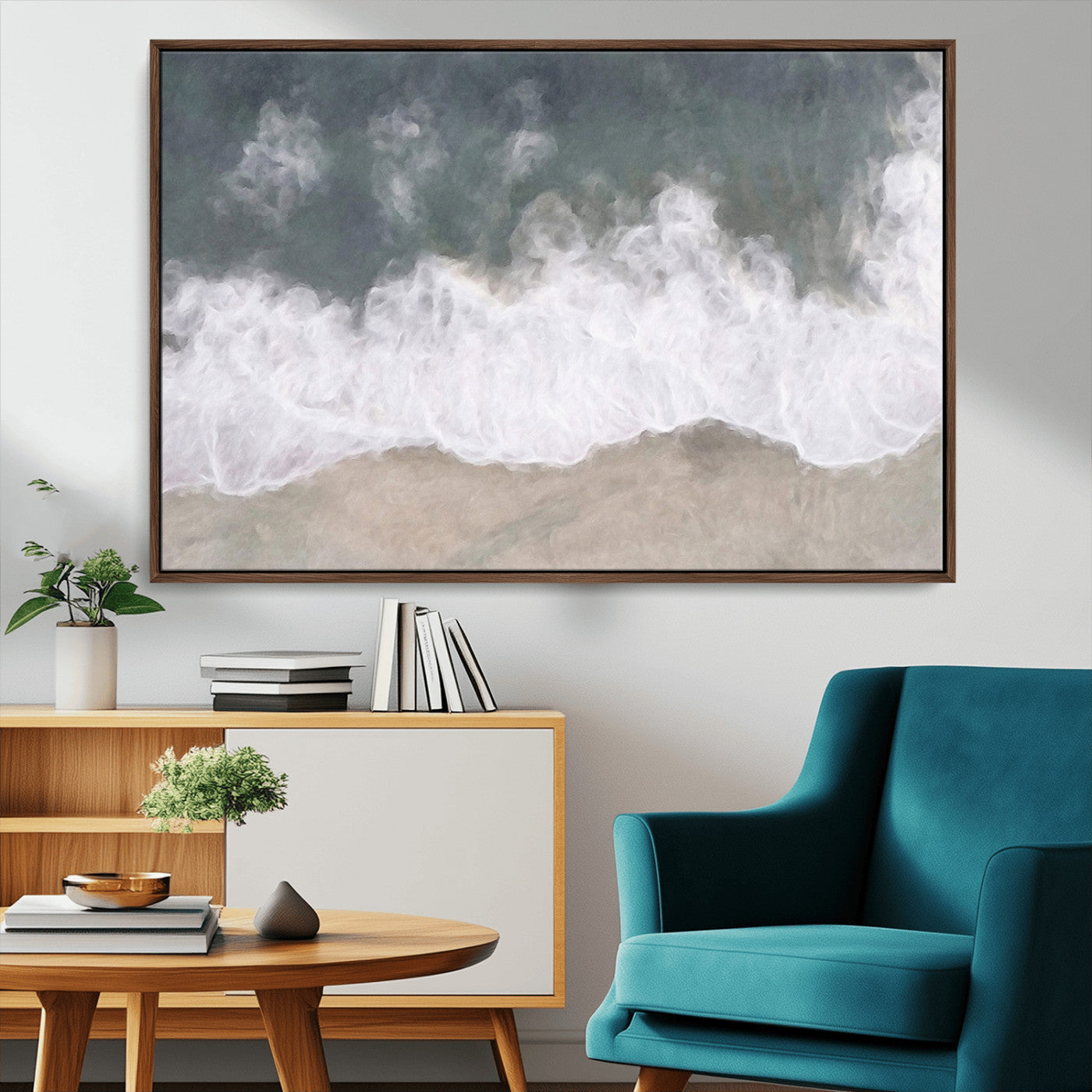 10072982-MGV-CV-36X24-Abstract Ocean Wave Wall Art – Coastal Beach Canvas Print, Minimalist Seascape Painting, Modern Ocean Inspired Artwork for Living