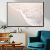 28414510-MGV-CV-36X24-Ocean Shoreline Wall Art – Minimal Coastal Beach Canvas Print, Soft Sea Foam and Sand Photography Artwork, Relaxing Nautical Decor