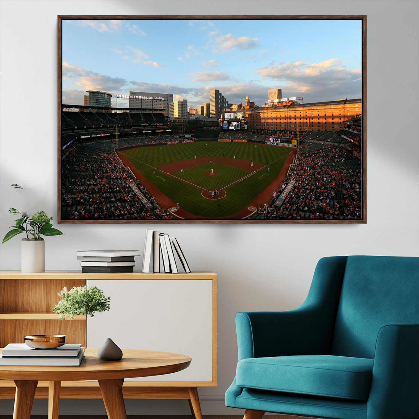 22285236-MGV-CV-36X24-Baseball Stadium Sunset – Panoramic Ballpark Canvas Wall Art, Sports Decor for Office, Man Cave, Game Room, Sports Bar, Baseball