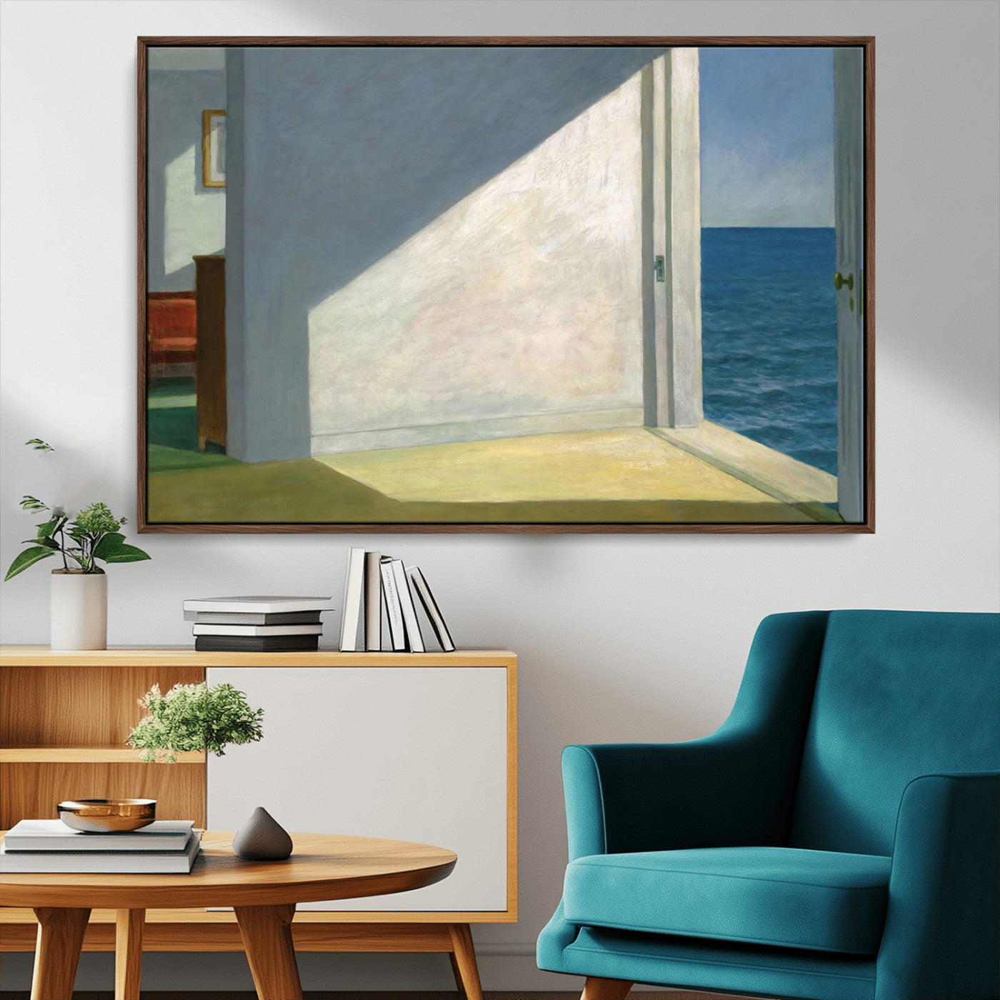 34188481-MGV-CV-36X24-Coastal Sunlight Wall Art – Minimalist Ocean View Canvas Print, Serene Beach House Inspired Decor for Bedroom, Living Room,