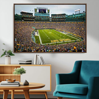 96617112-MGV-CV-36X24-Lambeau Field Wall Art – Green Bay Packers NFL Football Stadium Canvas Print – Game Day Crowd Sports Decor for Man Cave, Bar, or