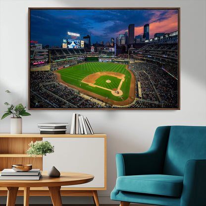 68222753-MGV-CV-36X24-Baseball Stadium Wall Art – Panoramic Night Game Canvas Print, Sports Decor for Man Cave, Office, Bar, or Living Room