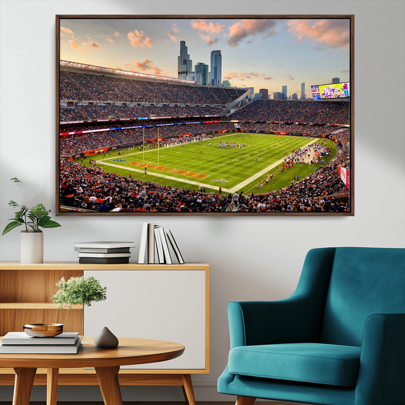 55377093-MGV-CV-36X24-Soldier Field Wall Art – Panoramic Chicago Bears Football Stadium Canvas Print, Game Day Sports Decor for Man Cave, Bar, Office,
