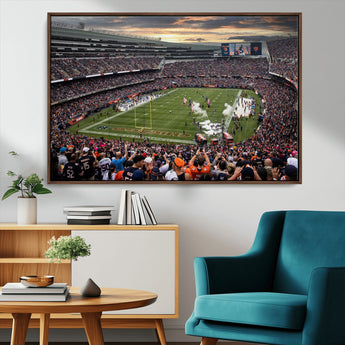 87578930-MGV-CV-36X24-Soldier Field Wall Art – Chicago Bears Football Stadium Sunset Canvas Print, Game Day Sports Decor for Man Cave, Bar, Office, or