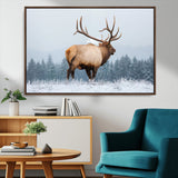 85177251-MGV-CV-36X24-Elk Wall Art – Majestic Wildlife Canvas Print of Bull Elk Snowy Forest, Rustic Nature Decor for Living Room, Cabin, or Office