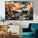 21638941-MGV-CV-36X24-Japanese Landscape Wall Art – Mount Fuji and Flowing River Ukiyo-e Style Canvas Print, Traditional Japan Inspired Artwork for