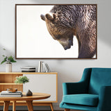 14405507-MGV-CV-36X24-Bear Wall Art – Wildlife Canvas Print with Rustic Animal Portrait and Minimalist Background, Nature Inspired Photography for