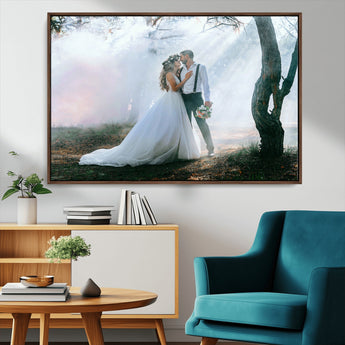 CSTM913-MGV-CV-36X24-Framed Wedding Canvas Print - Custom Wall Art Keepsake for Couples, Elegant Home Decoration Gift, Create Your Own Photo Canvas