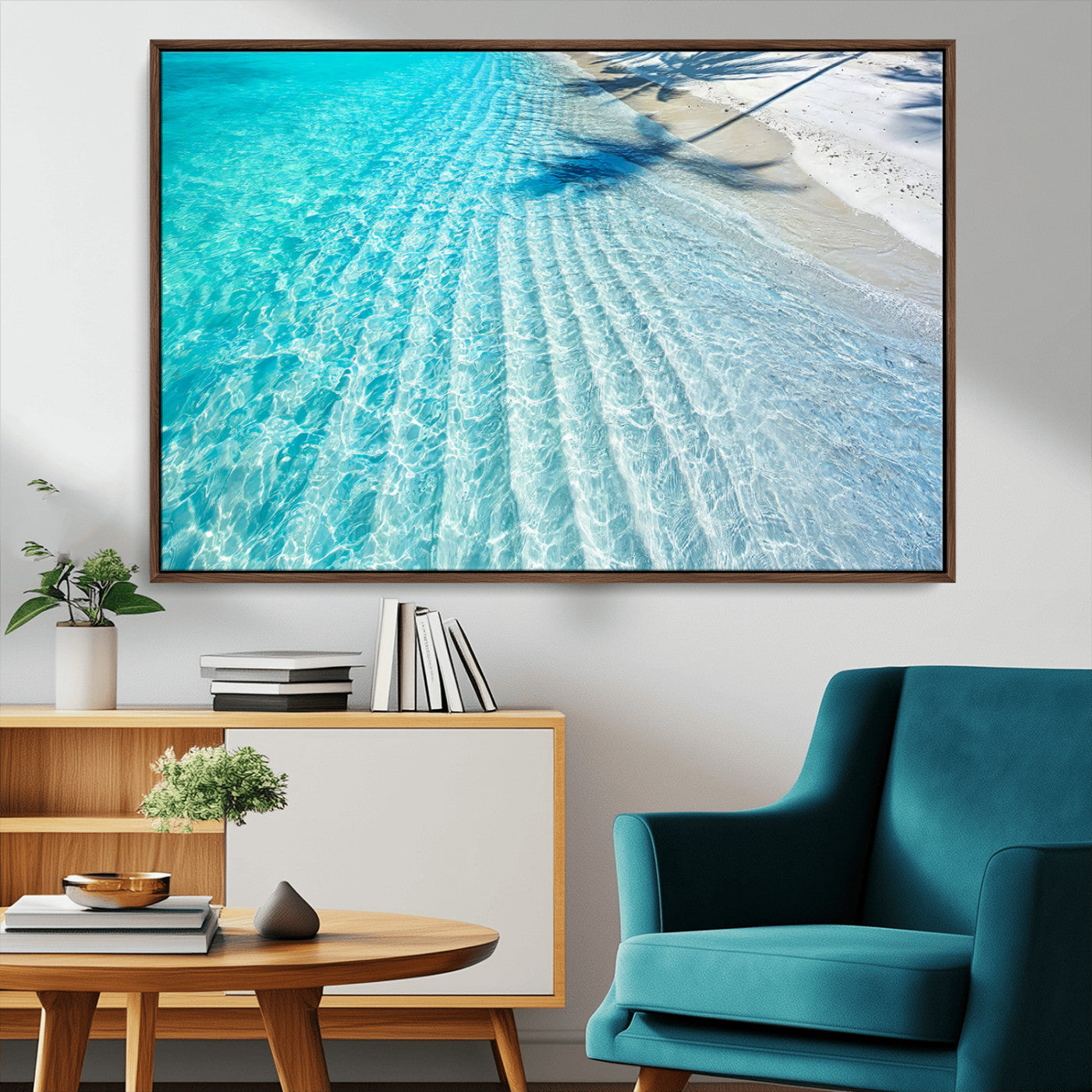 68127042-MGV-CV-36X24-Beach Wall Art – Tropical Ocean Canvas Print, Clear Water and White Sand Photography Decor for Bedroom, Living Room, Office,