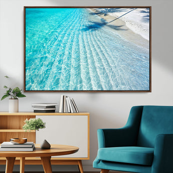68127042-MGV-CV-36X24-Beach Wall Art – Tropical Ocean Canvas Print, Clear Water and White Sand Photography Decor for Bedroom, Living Room, Office,