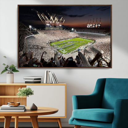 11221988-MGV-CV-36X24-Football Stadium Wall Art – Game Day Crowd with Fireworks, Sports Fan Photography Print, Stadium Decor for Man Cave, Bar, or