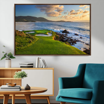 67486665-MGV-CV-36X24-Golf Course Wall Art – Pebble Beach Oceanfront Canvas Print, Coastal Fairway Photography Sports Decor for Living Room, Office, Man