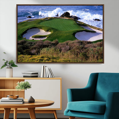 22776914-MGV-CV-36X24-Golf Course Wall Art – Oceanfront Green Canvas Print, Coastal Pebble Beach Photography Sports Decor for Living Room, Office, Man
