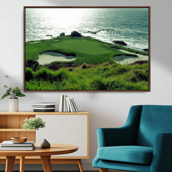 48473947-MGV-CV-36X24-Ocean Golf Course Wall Art – Panoramic Green Fairway Canvas Print, Coastal Golf Landscape Photography Sports Decor for Office, Man