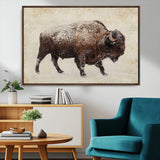 54810031-MGV-CV-36X24-Western Wall Art – Snow Covered Bison Canvas Print, Rustic Wildlife Photography Decor for Bedroom, Living Room, Office, Lodge,