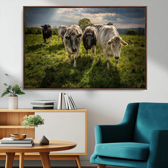 67277447-MGV-CV-36X24-Farmhouse Wall Art – Herd of Cows Canvas Print, Rustic Country Pasture Photography Decor for Bedroom, Living Room, Office, Ranch,