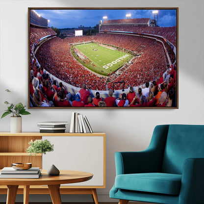 10244378-MGV-CV-36X24-Sanford Stadium Wall Art – Georgia Bulldogs Football Panoramic Evening Canvas Print, College Game Day Decor for Man Cave, Bar, or