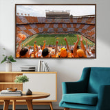 76011417-MGV-CV-36X24-Tennessee Volunteers Wall Art – Neyland Stadium Checkerboard Crowd Canvas Print, Vols Football Game Day Fan Perspective Sports