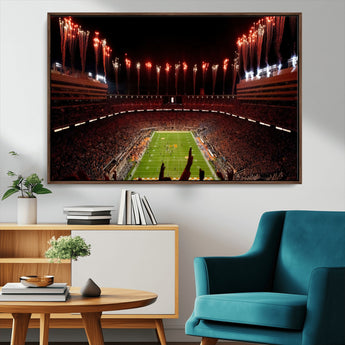 73358115-MGV-CV-36X24-Tennessee Volunteers Wall Art – Neyland Stadium Fireworks Night Game Canvas Print, Vols Football Checkerboard Endzone Sports Decor