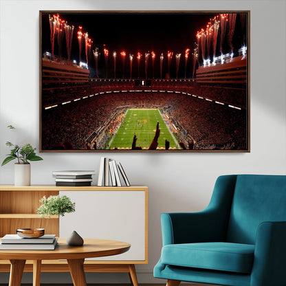 73358115-MGV-CV-36X24-Tennessee Volunteers Wall Art – Neyland Stadium Fireworks Night Game Canvas Print, Vols Football Checkerboard Endzone Sports Decor