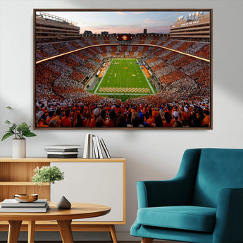 37160229-MGV-CV-36X24-Neyland Stadium Wall Art – Panoramic Tennessee Volunteers Sunset Canvas Print, Checkerboard Crowd Football Game Day Decor for
