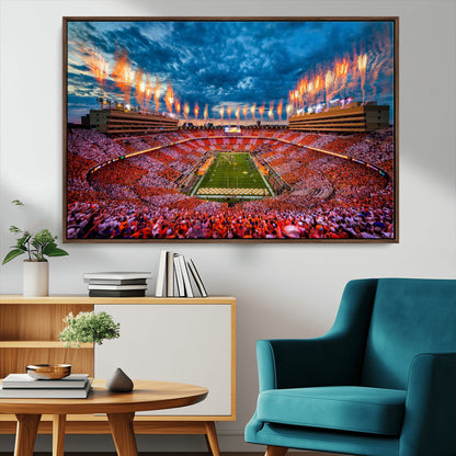 94266219-MGV-CV-36X24-Neyland Stadium Wall Art – Panoramic Tennessee Volunteers Checkerboard Crowd Fireworks Canvas Print, Football Game Day Sports