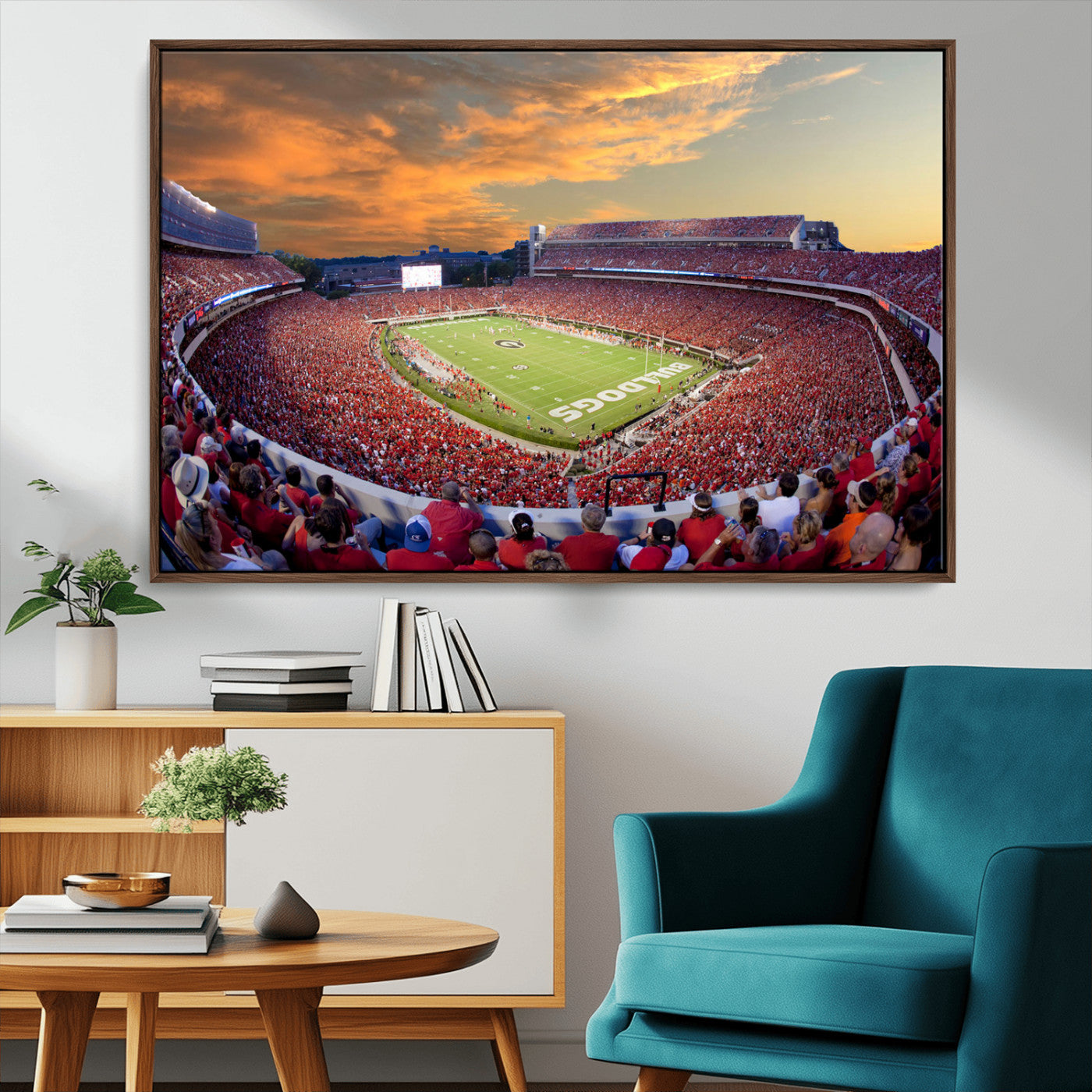 73680988-MGV-CV-36X24-Georgia Bulldogs Stadium Wall Art – Panoramic Football Field Canvas Print, Game Day Decor for Home, Office, Fan Cave, Sports
