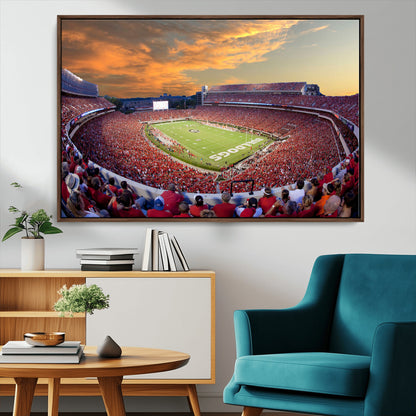 73680988-MGV-CV-36X24-Georgia Bulldogs Stadium Wall Art – Panoramic Football Field Canvas Print, Game Day Decor for Home, Office, Fan Cave, Sports