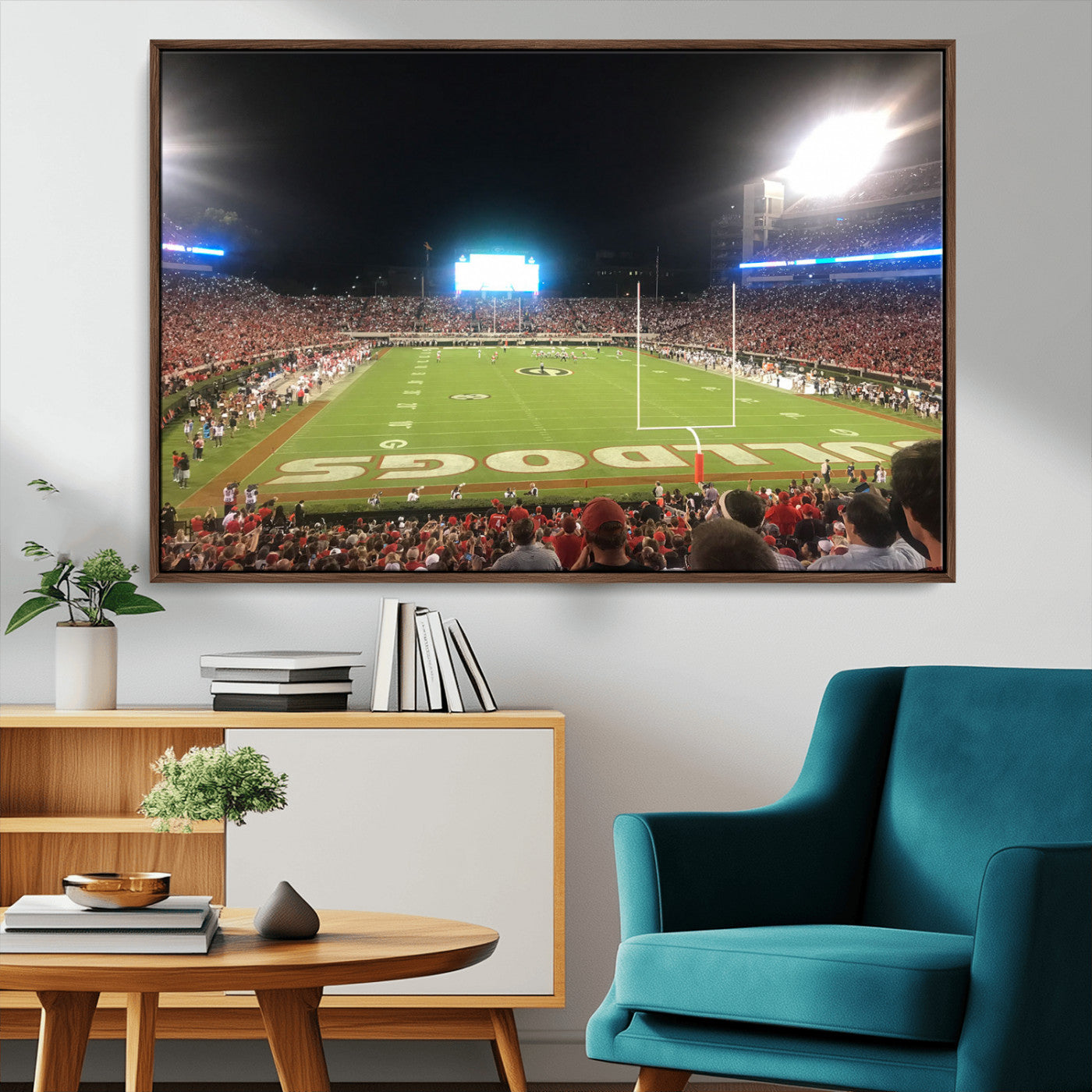 16230786-MGV-CV-36X24-Georgia Bulldogs Stadium Wall Art – Night Game Football Field Canvas Print, Panoramic Sports Decor for Home, Office, Fan Cave